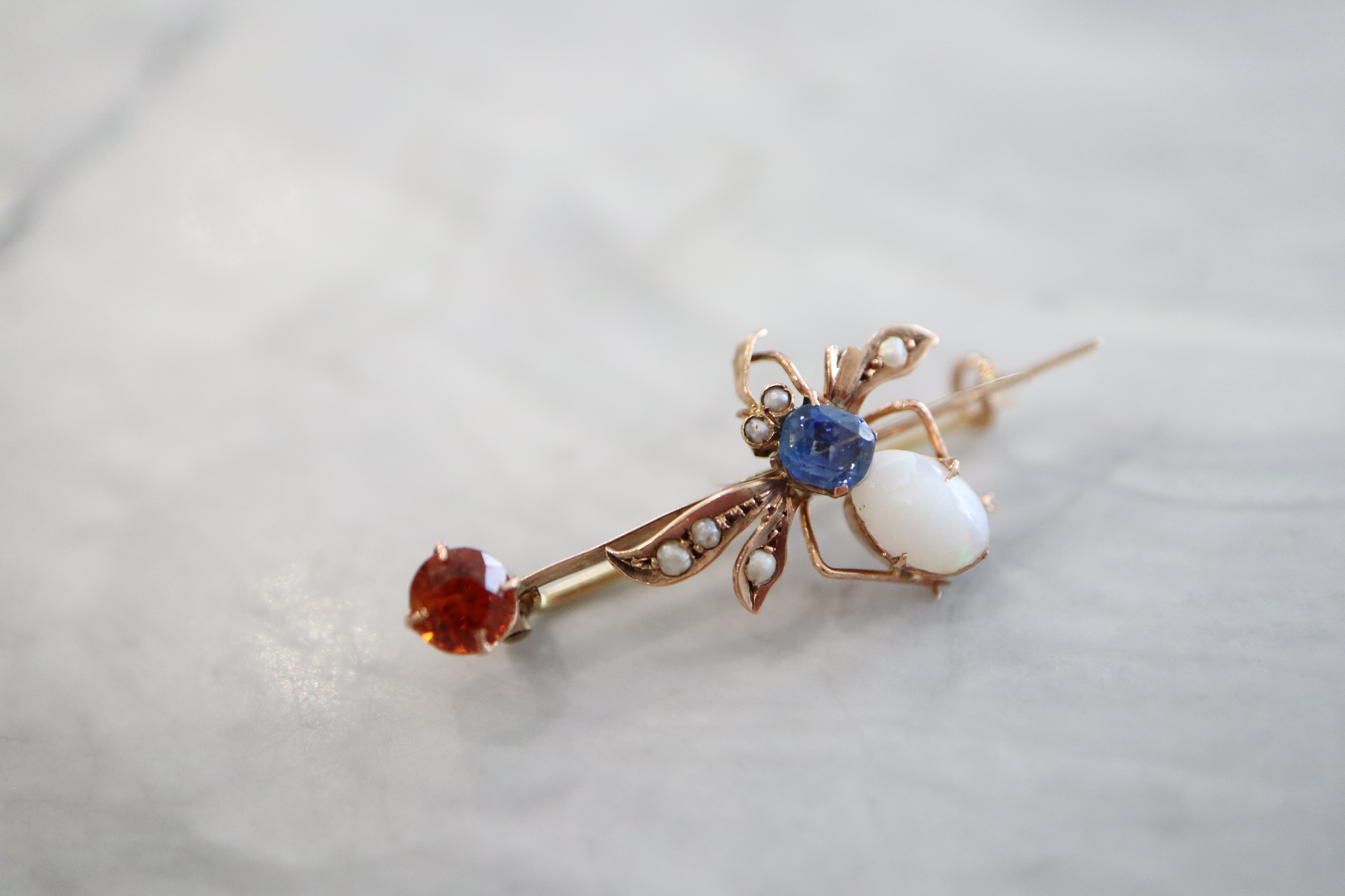 14K GOLD & GEMSTONE BROOCH - Image 2 of 4