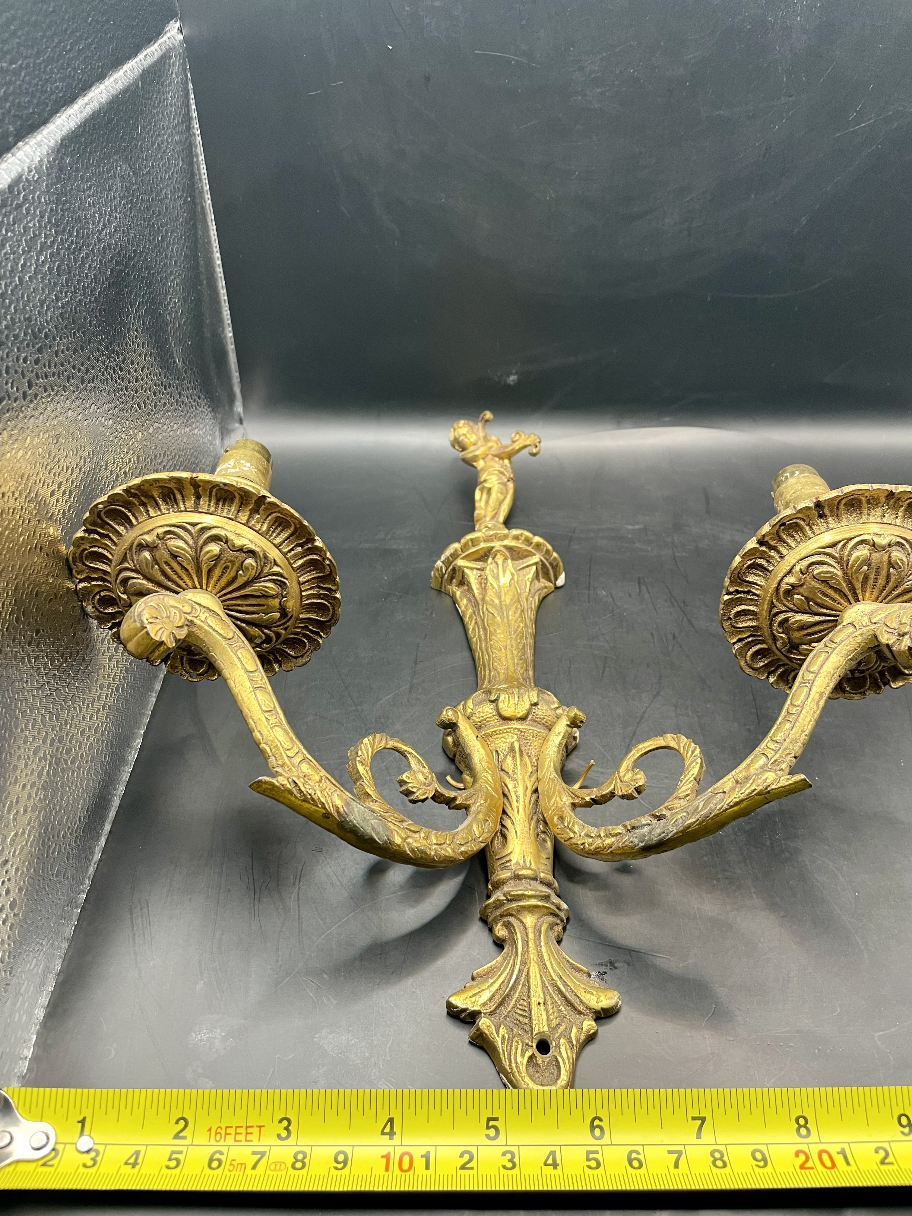 Stunning Ornate 1780-1820s Gold guild on bronze sconce with Georgian design  - Image 13 of 13