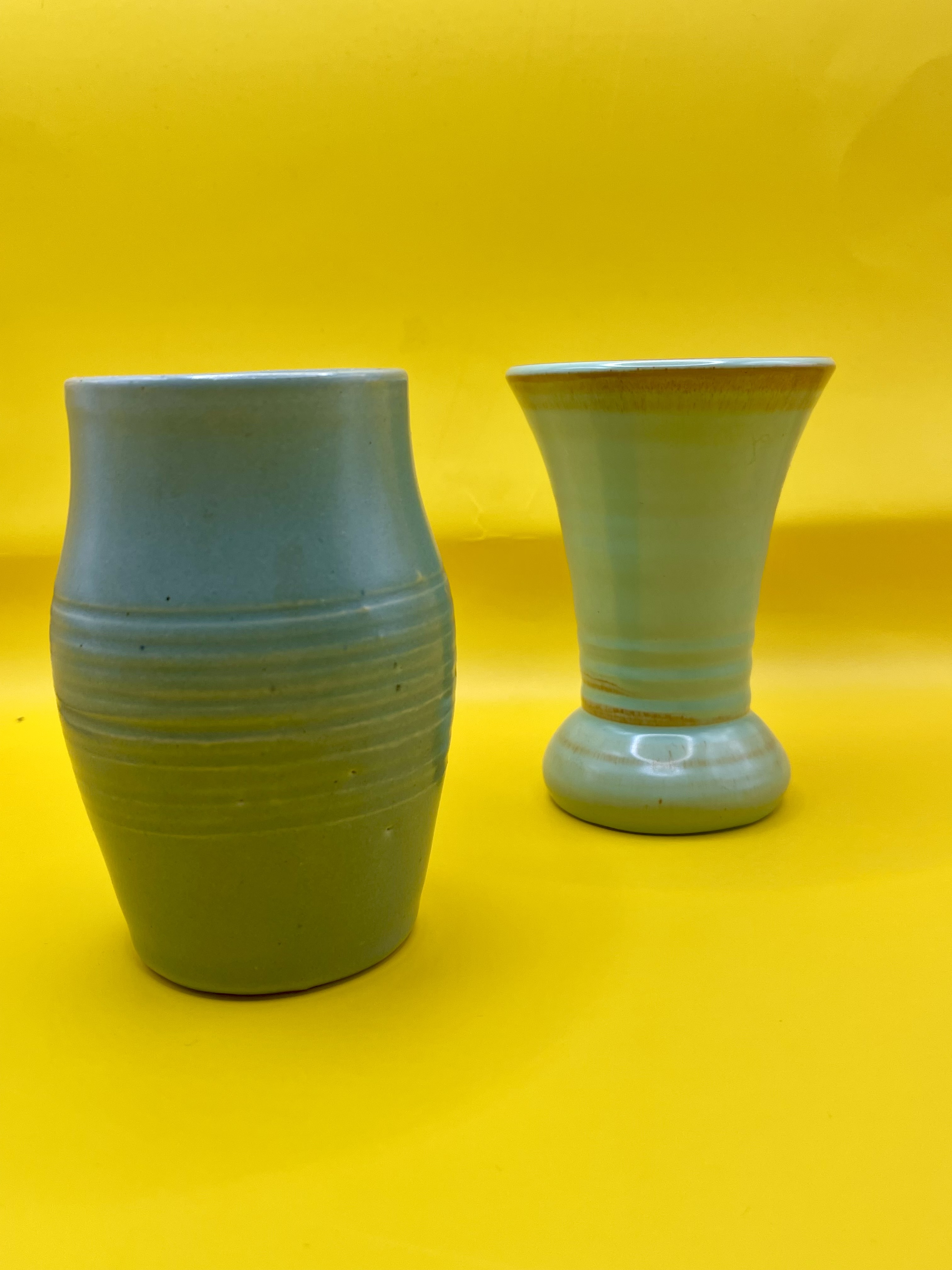 Two blue 1920-30s  Scottish ceramic vases  Small.