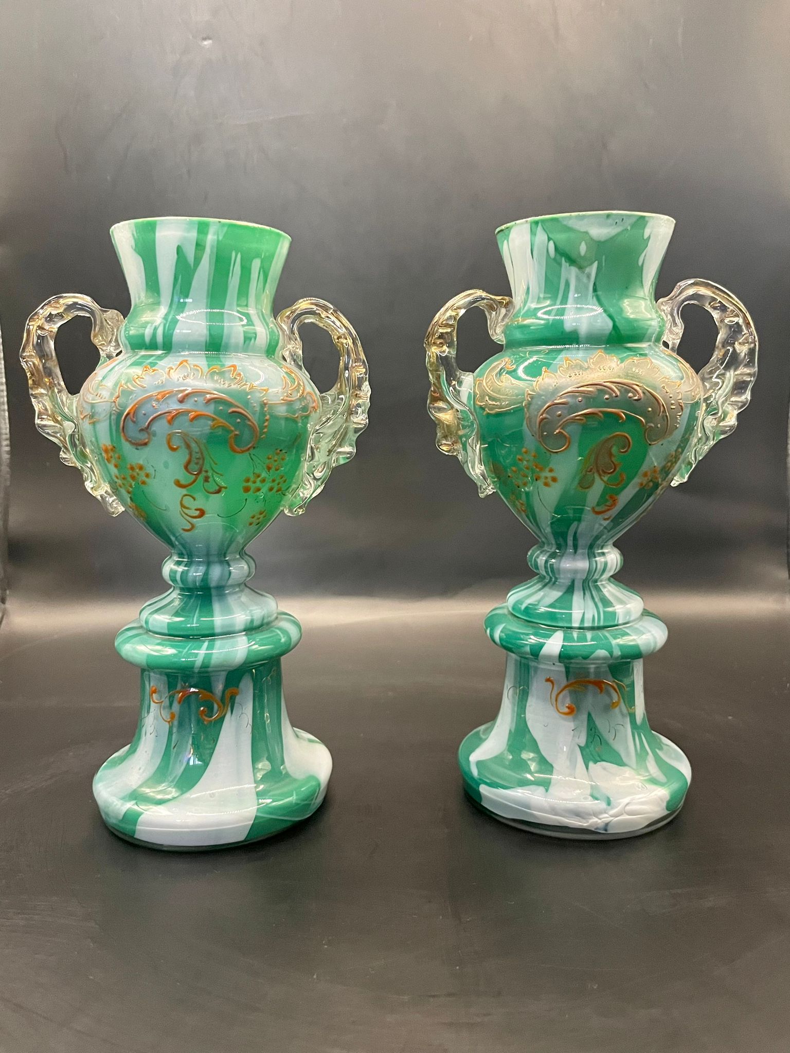 pair of antique Czech/bohemian glass vases which I believe are by franz welz, - Image 11 of 12