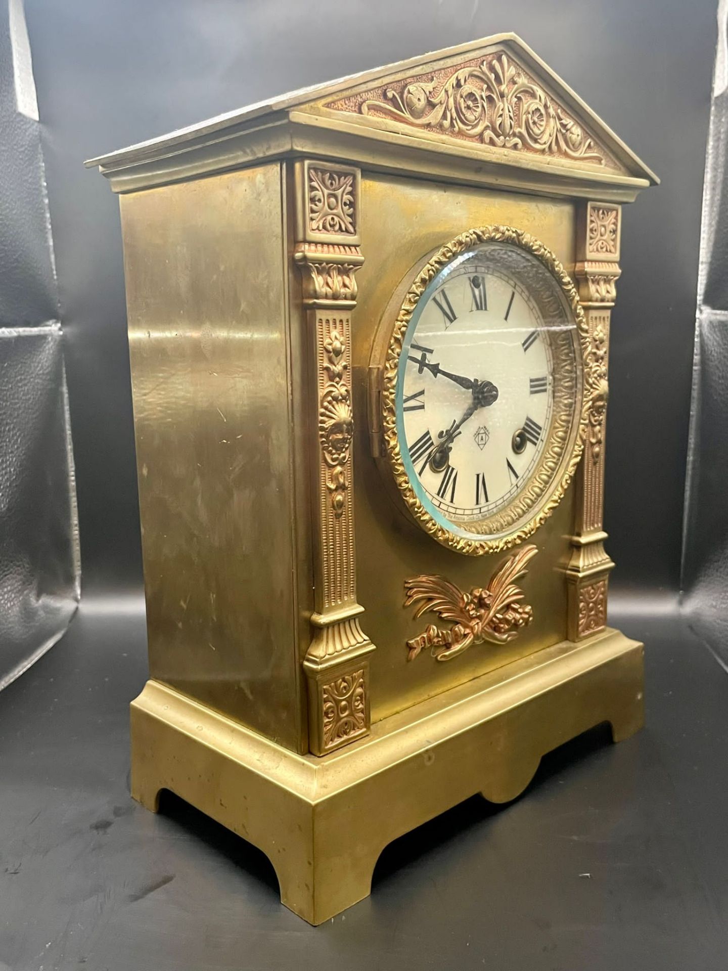 Late 19th century Brass Ansonia American mantel clock with lovely bevelled glass casing.  - Image 2 of 23