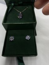 MATCHING TANZANITE NECKLACE AND EARRINGS SET IN 925 SILVER