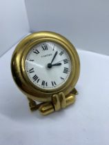 CARTIER PARIS COLISEE GOLD TRAVEL DESK ALARM CLOCK