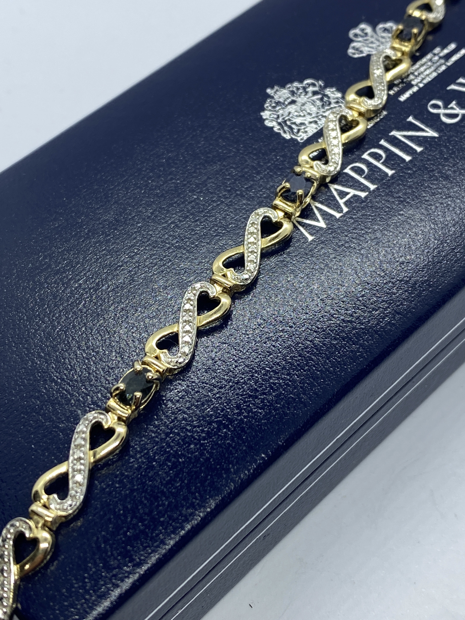 APPROX. 2.50ct BLUE SAPPHIRE AND DIAMOND SET BRACELET IN GOLD VERMEIL APPROX. 7.5' - Image 2 of 3