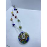 GORGEOUS PATTERNED SPARKLY MURANO GLASS NECKLACE APPROX. 18' LONG