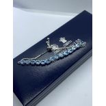 BEAUTIFUL APPROX. 7.00ct SWISS BLUE TOPAZ ADJUSTABLE TENNIS BRACELET - WILL FIT UP TO 8' WRIST