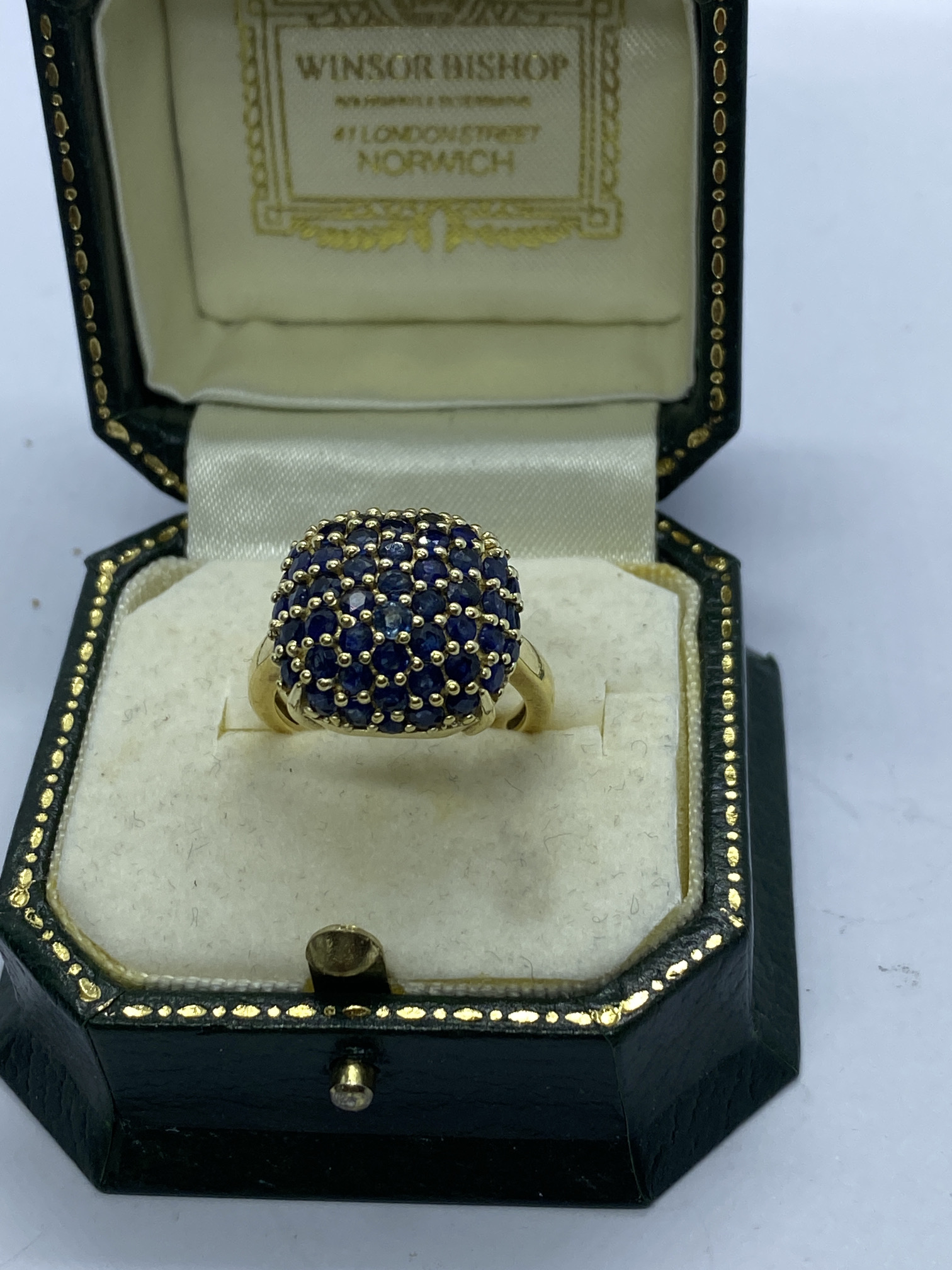 APPROX. 3.00ct BLUE SAPPHIRE MULTSTONE RING 14ct GOLD OVER SILVER APPROX. RING SIZE O 1/2