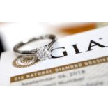 0.80CT GIA DIAMOND SOLITAIRE RING *£7K APPRAISAL* (DIAMOND; F / SI1) PLATINUM '950' SET