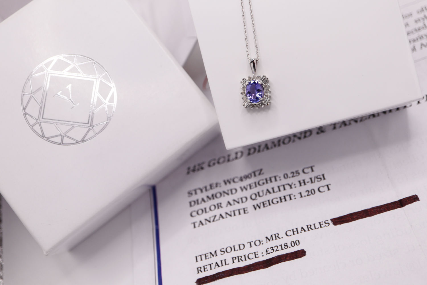 14ct WHITE GOLD - (1.45CT) 'STUNNING' TANZANITE & DIAMOND PENDANT with CERTIFICATE - Image 2 of 9