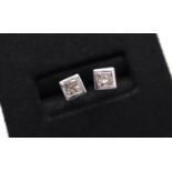 0.90CT PRINCESS CUT DIAMOND STUD EARRINGS set in 14K WHITE GOLD