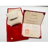 CARTIER DIAMOND SET 18ct WHITE GOLD BANGLE WITH PAPERWORK & POUCH - SIZE 18