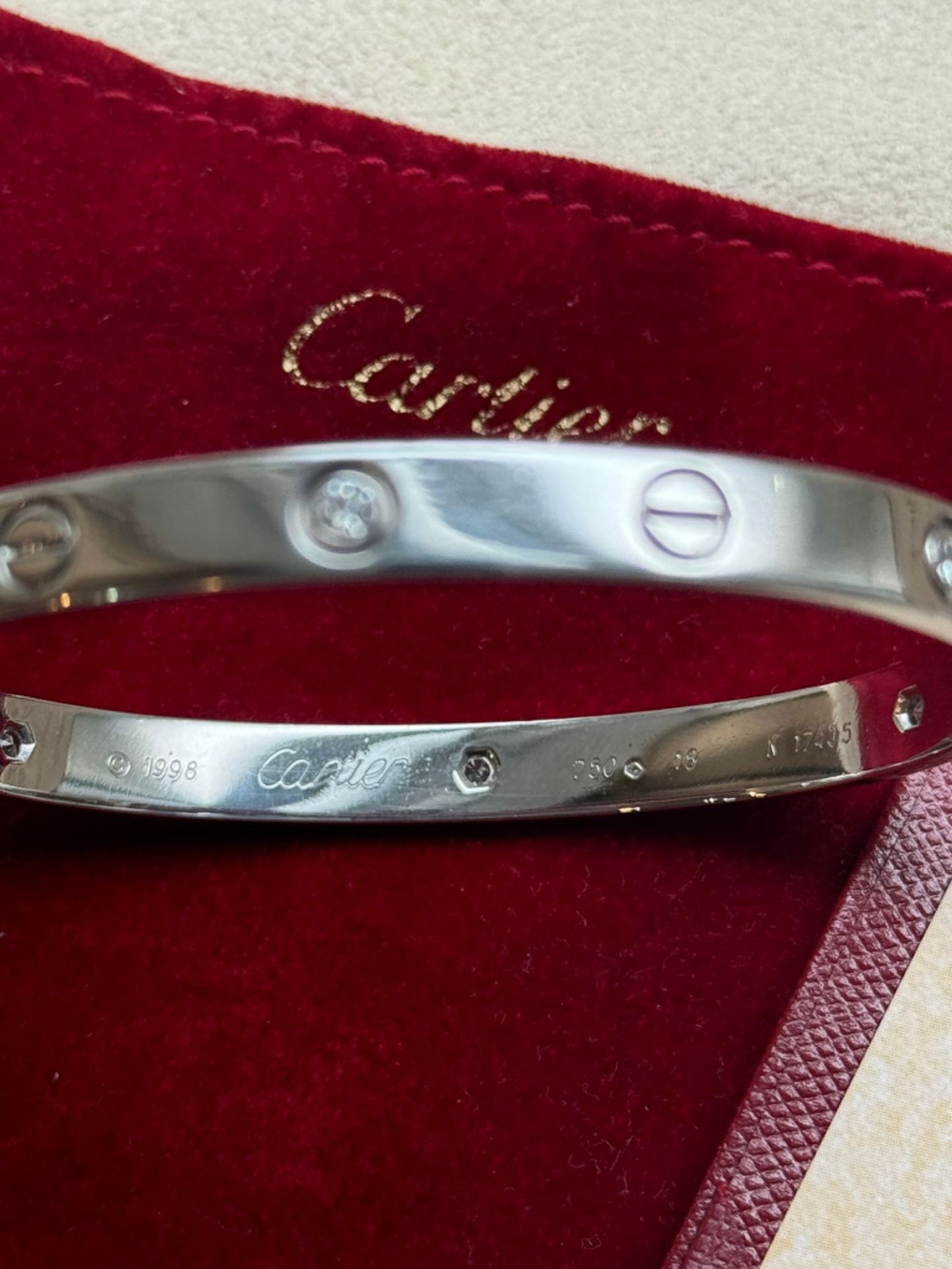 CARTIER DIAMOND SET 18ct WHITE GOLD BANGLE WITH PAPERWORK & POUCH - SIZE 18 - Image 11 of 13