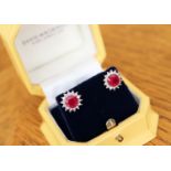 2.52CT RUBY & DIAMOND SET EAR STUDS IN YELLOW GOLD (ROUND BRILLIANT CUTS)