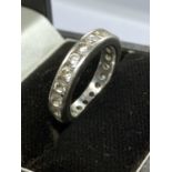 WHITE STONE SET FULL ETERNITY RING - WHITE METAL