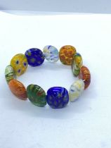 GORGEOUS SPARKLY PATTERNED MURANO GLASS STRETCH BRACELET