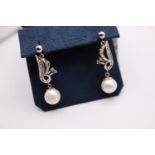 DIAMOND & PEARL EARRINGS IN 14K GOLD