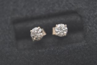 DIAMOND EAR STUDS - SET IN GOLD - TCW APPROX. 0.63CT