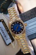 *DIAMOND* ROLEX 18CT YELLOW GOLD PRESIDENT DATEJUST - FACTORY *VIGNETTE* DIAMOND DIAL *FULL SET/ CER