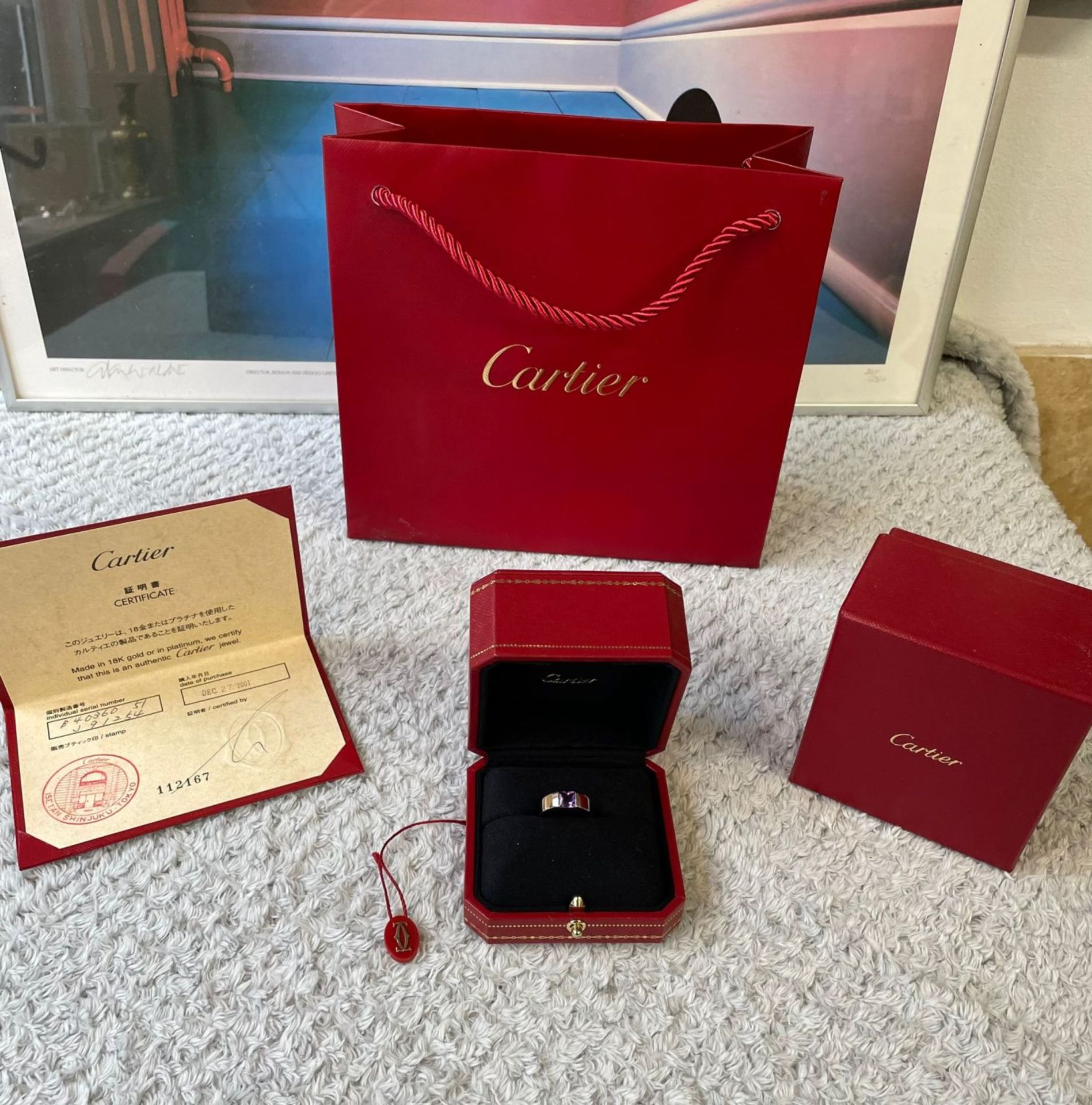 CARTIER - 18K WHITE GOLD / AMETHYST RING WITH BOX & CERTIFICATE - Image 5 of 5