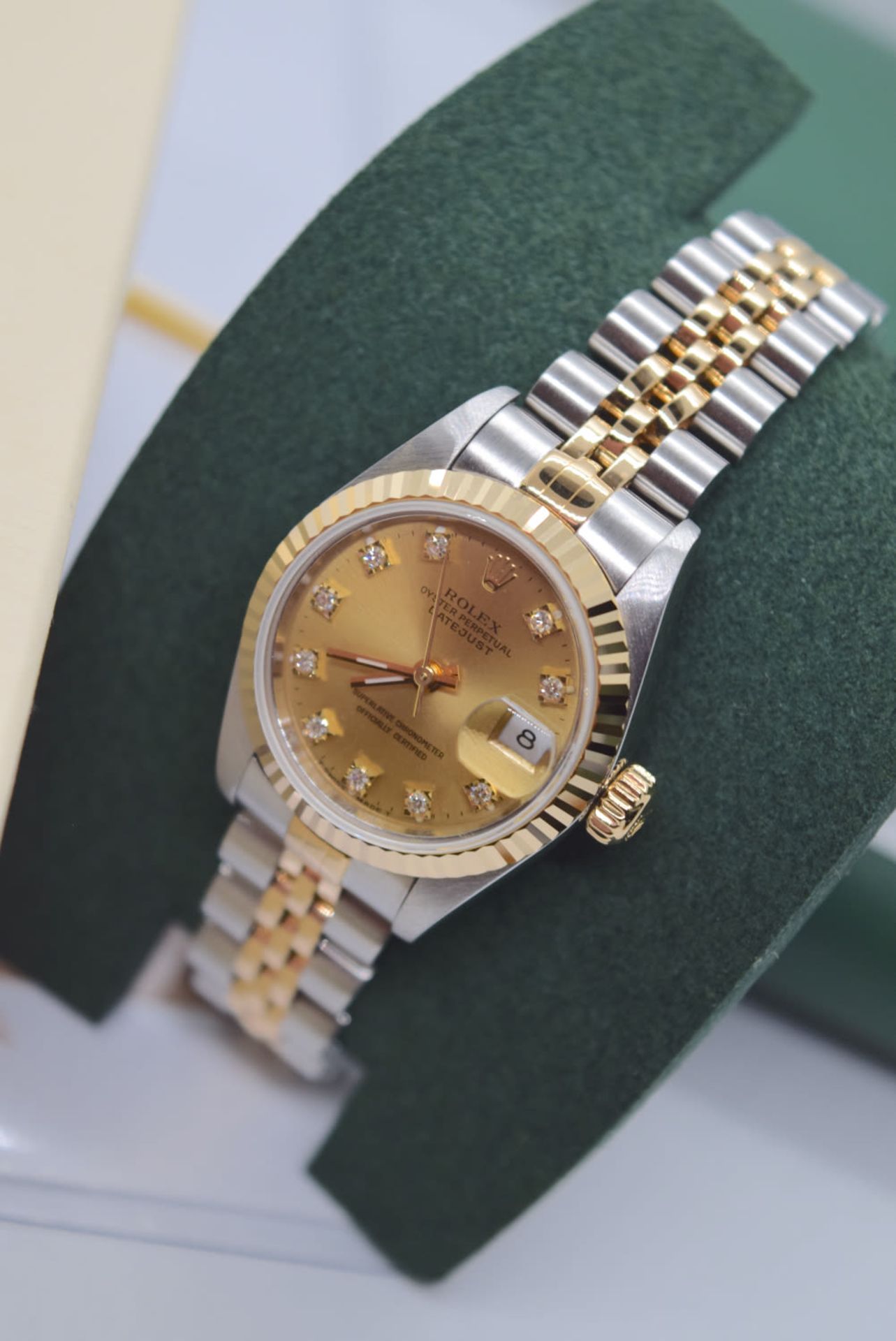 *DIAMOND* ROLEX DATEJUST 18K/ STEEL - FACTORY CHAMPAGNE DIAL *FULL SET/ CERT* £10,550.00 VALUATION - Image 9 of 19