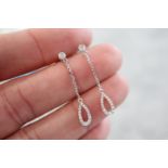 18K WHITE GOLD & DIAMOND PEAR SHAPE DROP EARRINGS