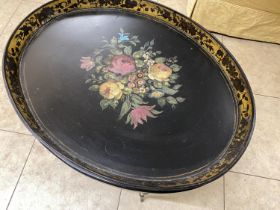 PAPIER / PAPER MACHE TRAY WITH STAND - VICTORIAN