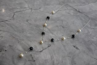 18K WHITE GOLD | PEARL & GEMSTONE NECKLACE