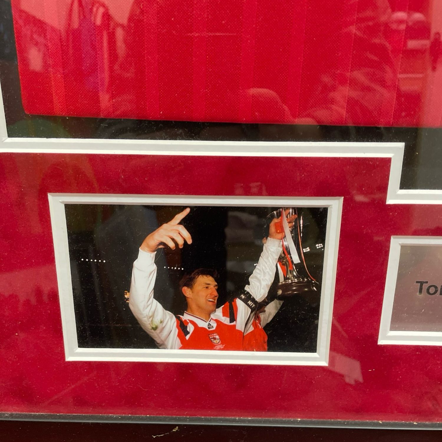 Framed Ian wright and tony Adams signed Arsenal shirt - Image 7 of 8