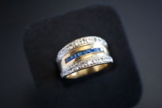 SAPPHIRE & GEMSTONE RING set in 18K '750' GOLD (SIZE: O)