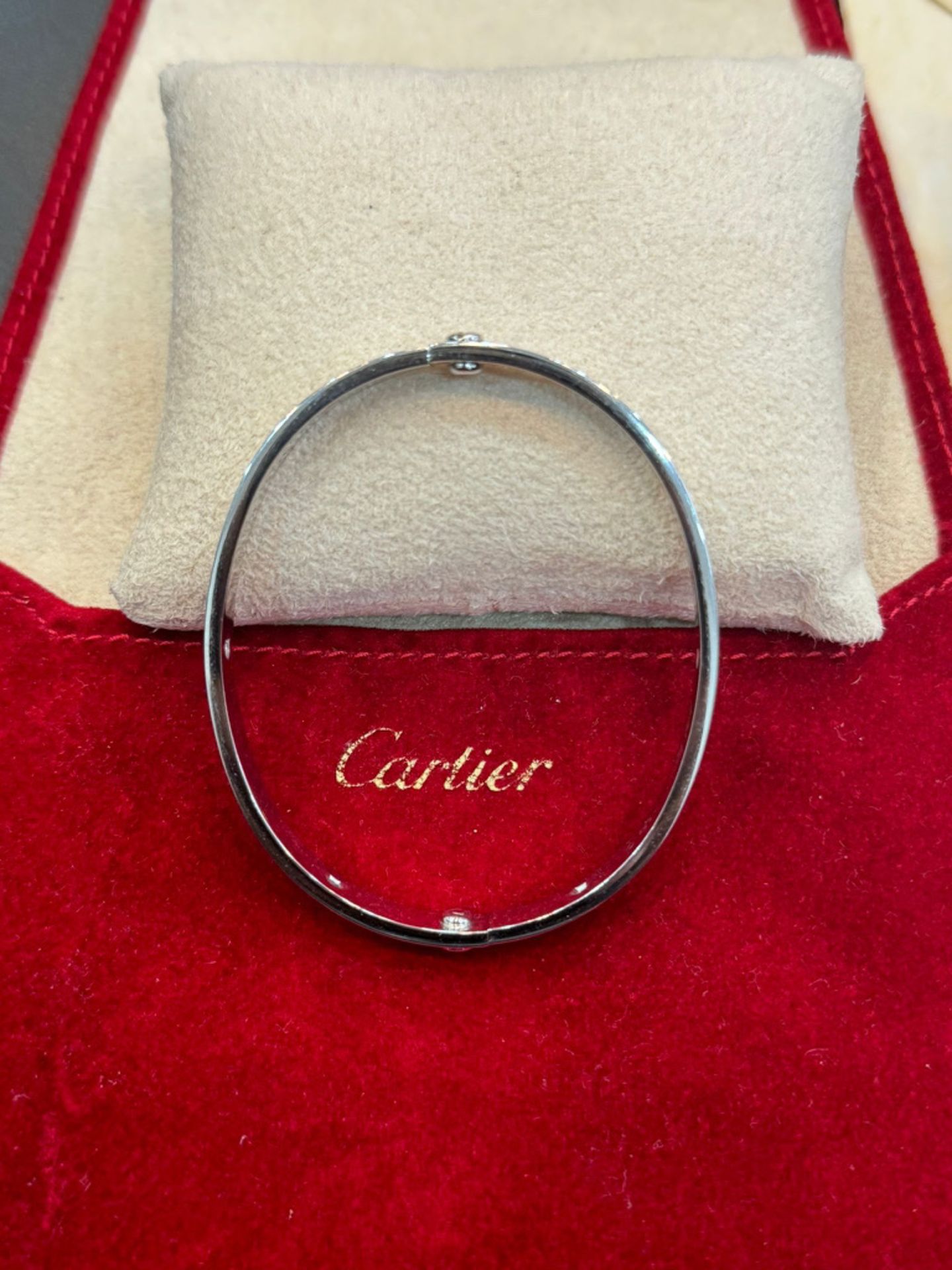 CARTIER DIAMOND SET 18ct WHITE GOLD BANGLE WITH PAPERWORK & POUCH - SIZE 18 - Image 9 of 13