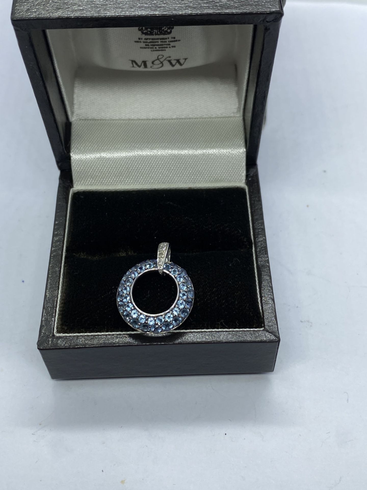 GORGEOUS 10k WHITE GOLD AQUAMARINE & DIAMOND PENDANT - Image 2 of 2