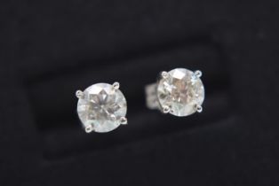 DIAMOND EAR STUDS - SET IN GOLD - TCW APPROX. 1.52CT