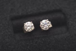 DIAMOND EAR STUDS - SET IN GOLD - TCW APPROX. 0.66CT