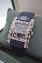 CHOPARD HAPPY SPORT REF. 28/8447 DIAMOND SET/ NAVY DIAL (36MM X 47MM CASE)