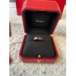 CARTIER - 18K WHITE GOLD / AMETHYST RING WITH BOX & CERTIFICATE