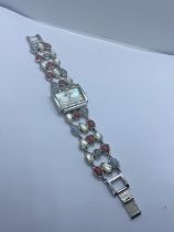 925 SILVER WATCH SET WITH VARIOUS GEMSTONES