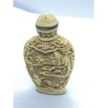 ANTIQUE CHINESE CARVED BOTTLE - DETAILED CARVINGS