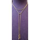 18K YELLOW GOLD 'ROPE' NECKLACE WITH DIAMOND PENDANTS (Total Weight: 13.20g)