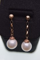 14K PEARL DROP EARRINGS APPROX 35MM DROP