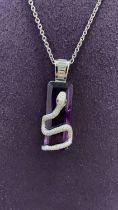 12.44CT DIAMOND & AMETHYST SNAKE PENDANT in 18K GOLD