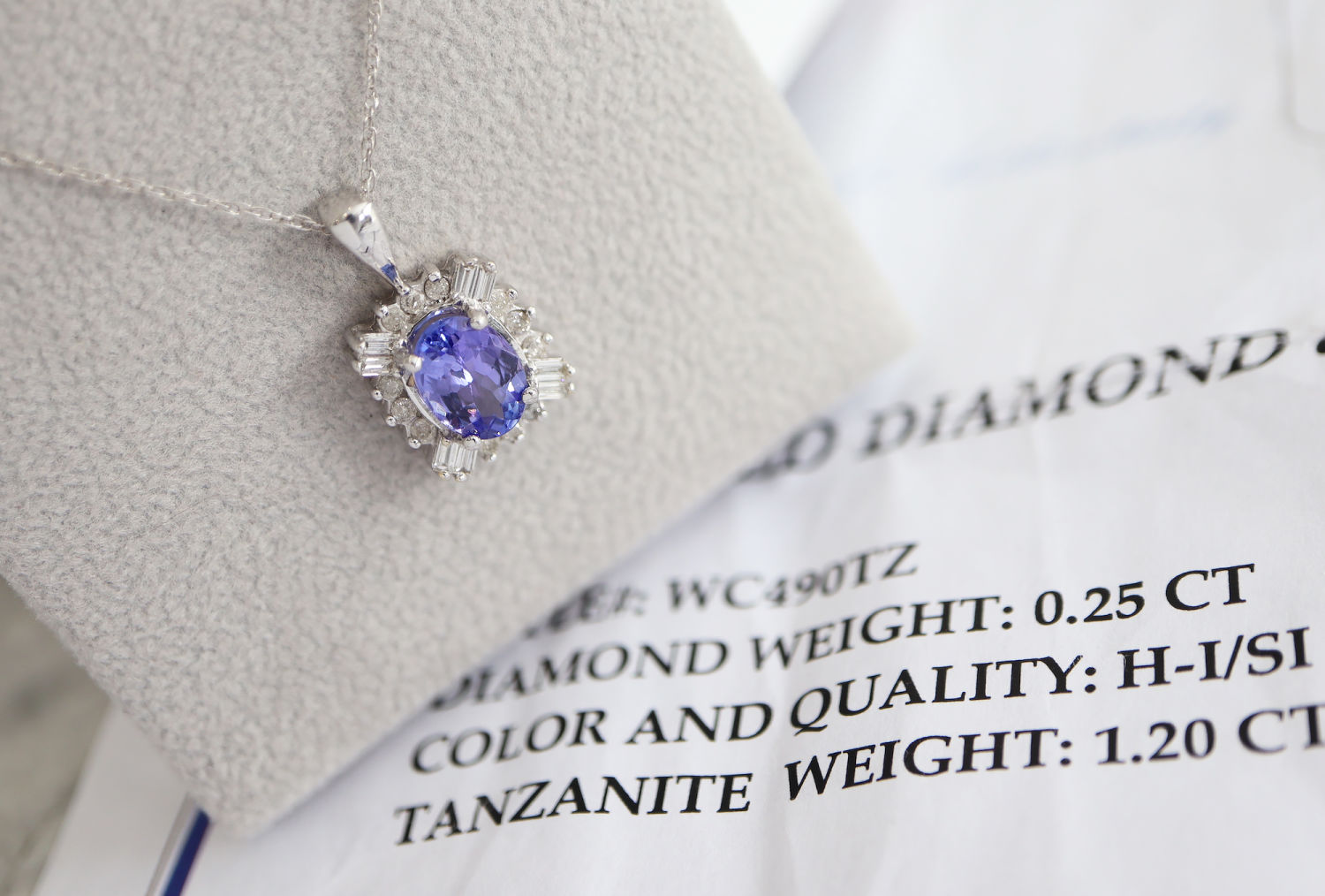 14ct WHITE GOLD - (1.45CT) 'STUNNING' TANZANITE & DIAMOND PENDANT with CERTIFICATE - Image 3 of 9