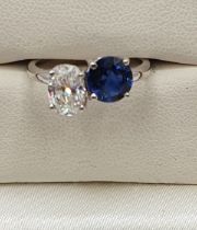 2.28CT DIAMOND & SAPPHIRE RING - G COLOUR / VS1 CLARITY DIAMOND