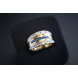 SAPPHIRE & GEMSTONE RING set in 18K '750' GOLD (SIZE: O)