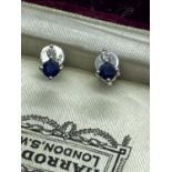 18ct WHITE GOLD BLUE SAPPHIRE AND DIAMOND EARRINGS