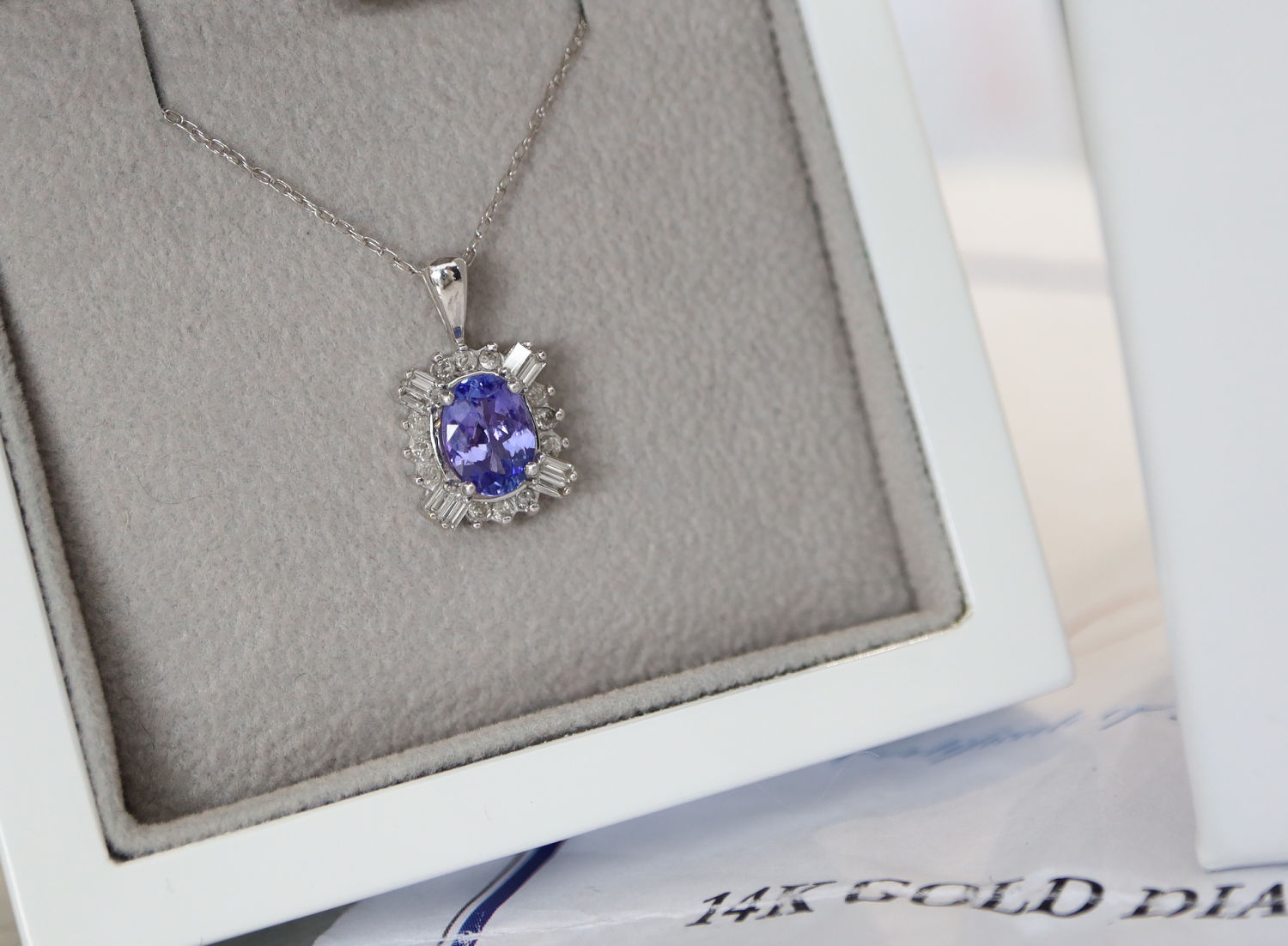 14ct WHITE GOLD - (1.45CT) 'STUNNING' TANZANITE & DIAMOND PENDANT with CERTIFICATE - Image 7 of 9