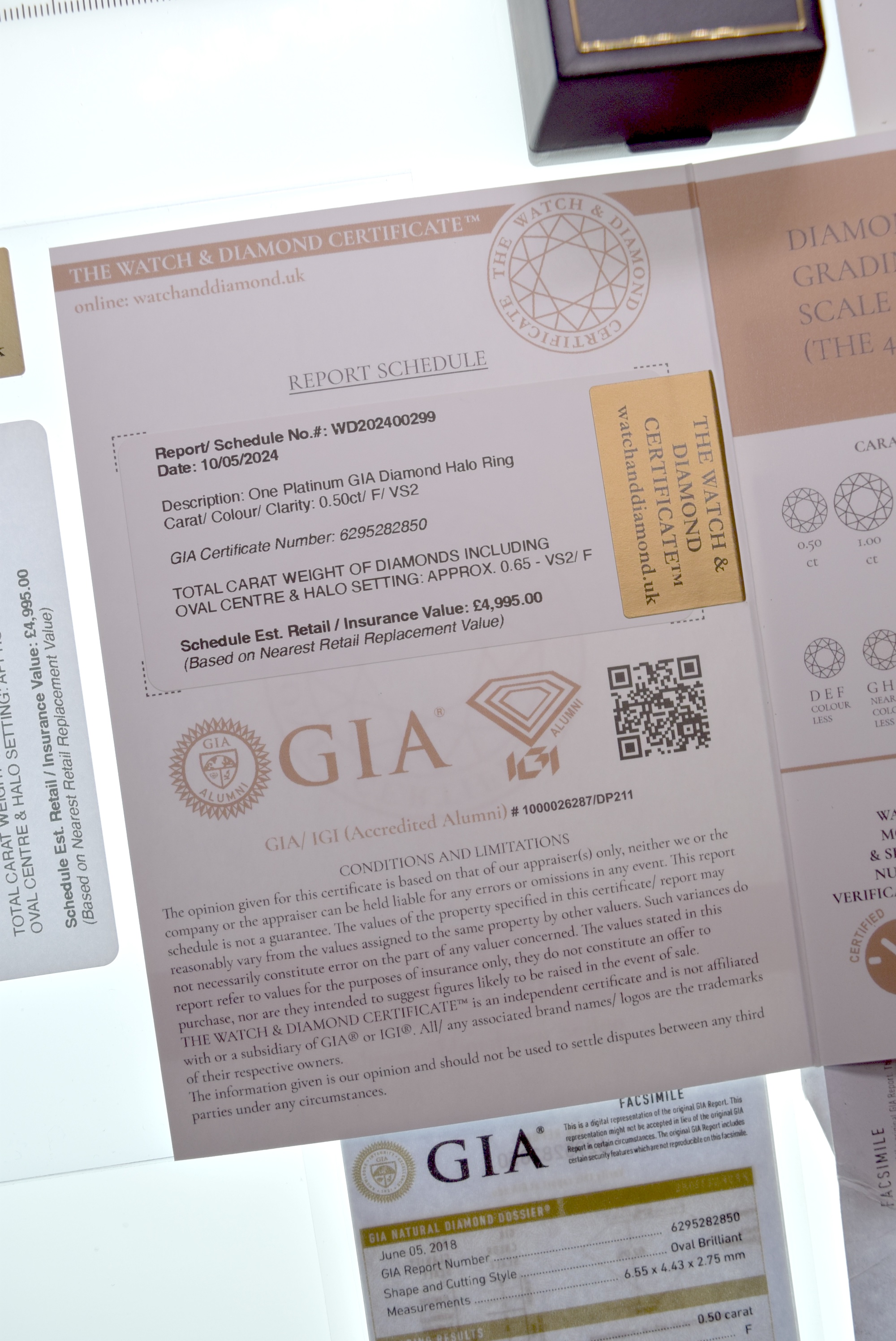GIA DIAMOND PLATINUM HALO OVAL RING - WITH GIA DIAMOND DOSSIER CERT/ £4,995.00 VALUATION & BOX - Image 14 of 14