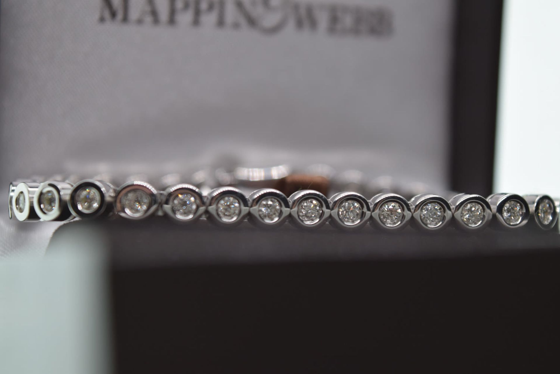 18CT WHITE GOLD (23 GRAMS) 4CT VVS DIAMOND TENNIS BRACELET - WITH £10,000 VALUATION - Image 3 of 5