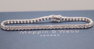 6.06CT VVS-F DIAMOND BRILLIANT CUT 18CT WHITE GOLD TENNIS BRACELET (BOXED/ CERTIFICATED & VALUATION)