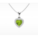 9ct GOLD PERIDOT & DIAMOND PENDANT WITH A GOLD VERMEIL CHAIN 