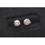 DIAMOND EAR STUDS - SET IN GOLD - TCW APPROX. 0.66CT